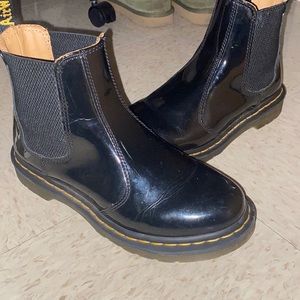 Black Shiny Leather Dr Martins Size 8 Women’s